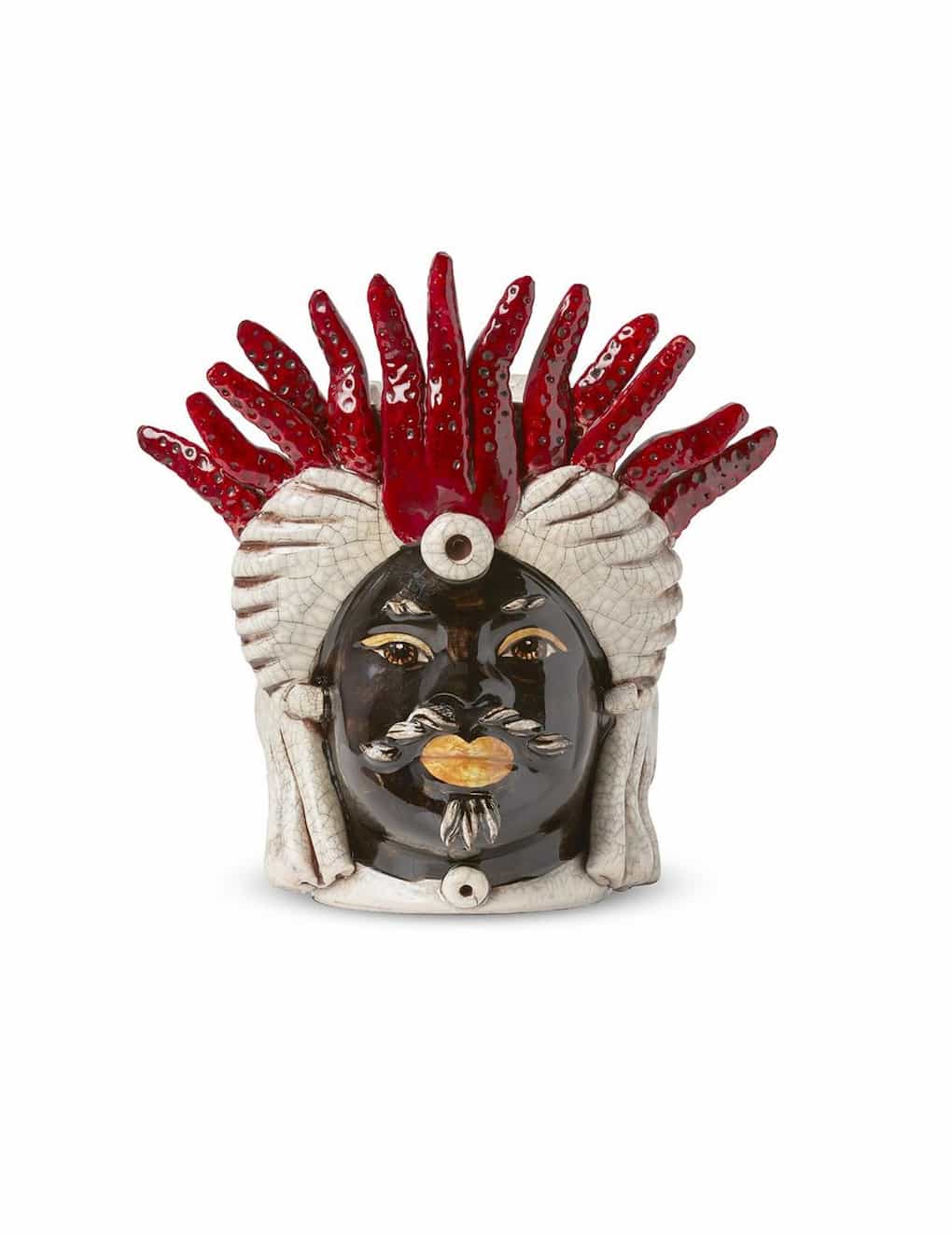 Abhika Vase Moro Man Small Medusa H22 Red