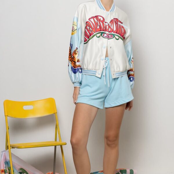 Never on Sunday by Nema Bomber Jacket Crop Ecru