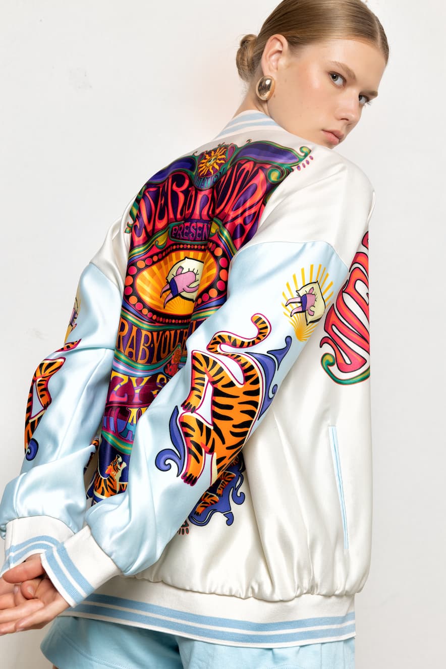 Never on Sunday by Nema Bomber Jacket Crop Ecru - Image 2