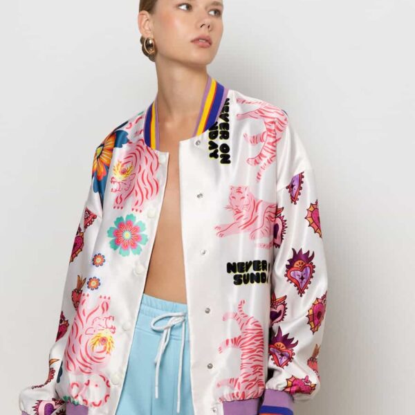 Never on Sunday by Nema Bomber Jacket Off-White