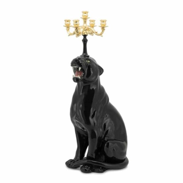 Abhika Candleholder Leopard Right Black/Gold