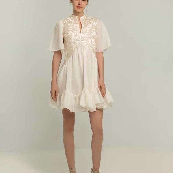 Greek Archaic Kori Short Dress New Triangle Natural/Champange