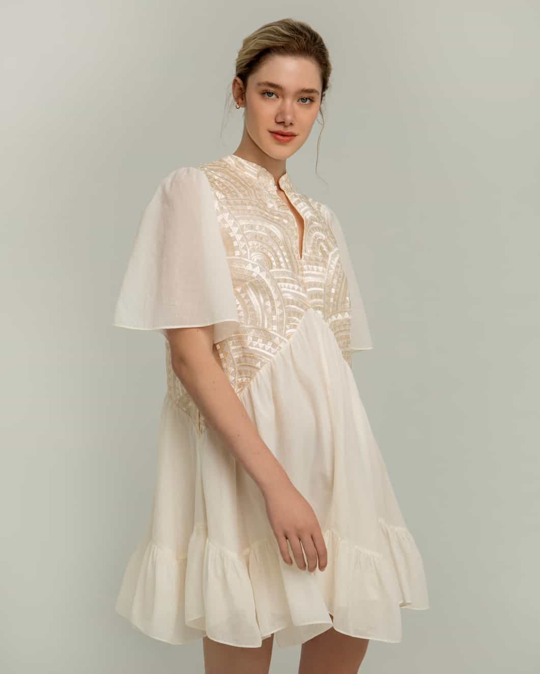 Greek Archaic Kori Short Dress New Triangle Natural/Champange - Image 4