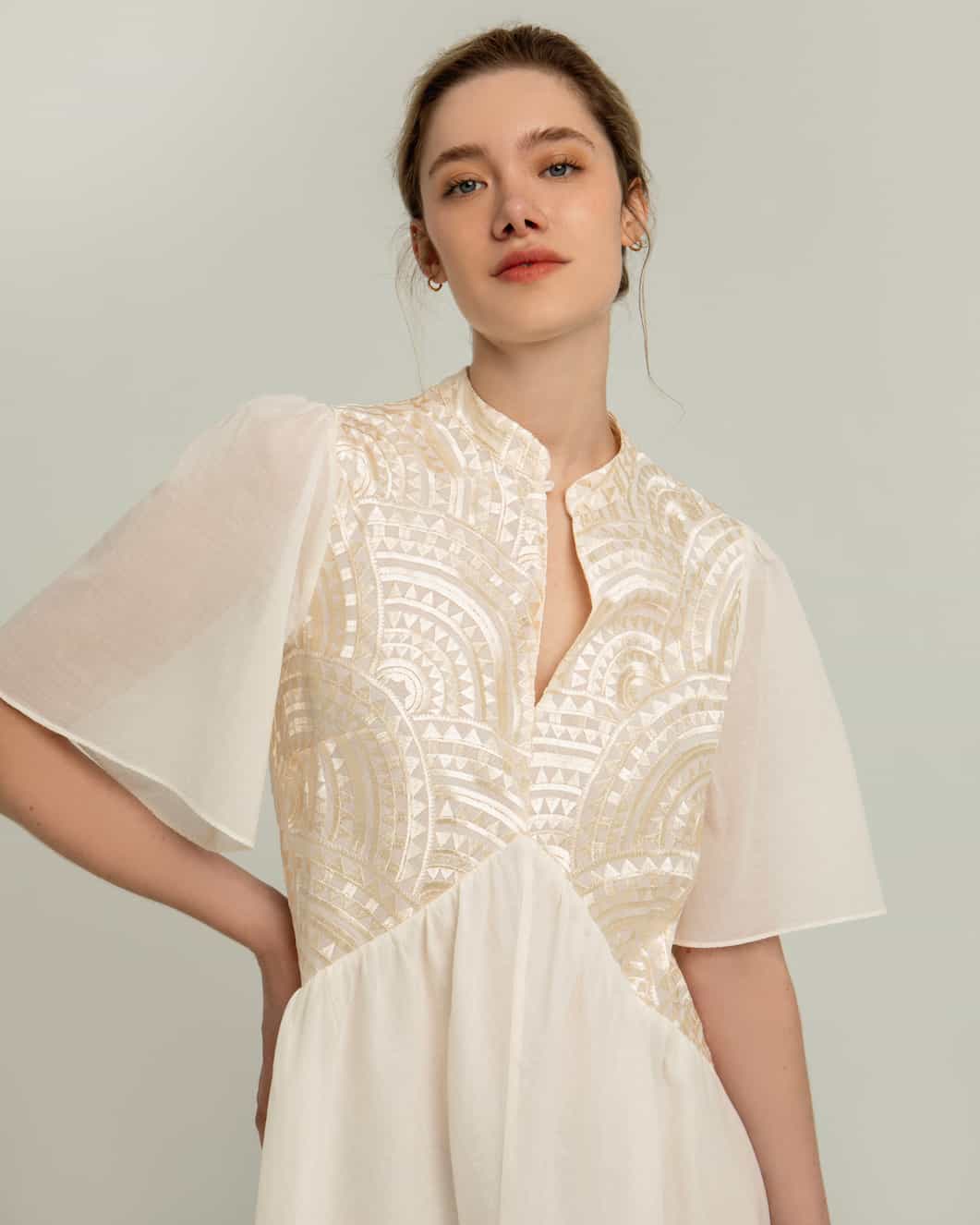 Greek Archaic Kori Short Dress New Triangle Natural/Champange - Image 3