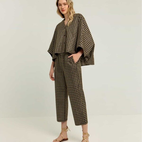 Greek Archaic Kori Pants with Black Gold Embroidery