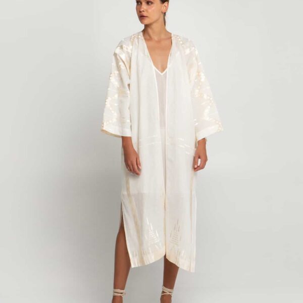Greek Archaic Kori Roots Kimono Natural and Champagne