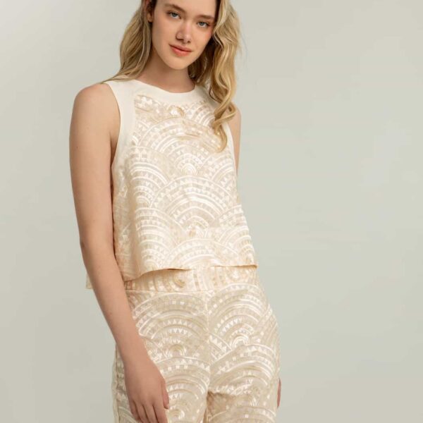 Greek Archaic Kori Top New Triangle Sleeveless Natural/Champagne