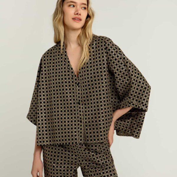 Greek Archaic Kori Tunic Cross Black/Gold