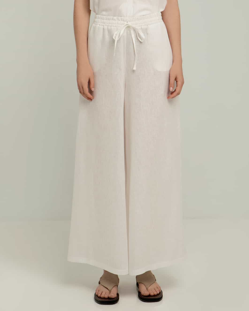 Greek Archaic Kori Wide Pants with Elastic Waist Natural - Image 3