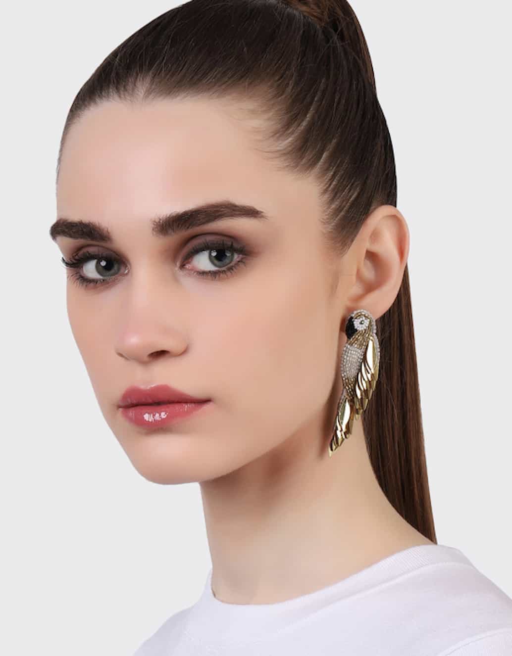 Olivia Dar Ara Parrot Earrings Gold - Image 3