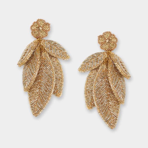 Olivia Dar Leaf Earrings Gold