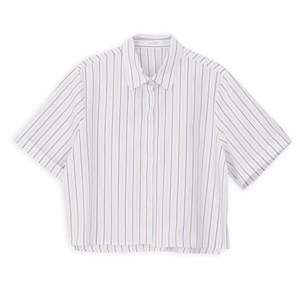 Philosophy Cropped Shirt Poplin Striped White