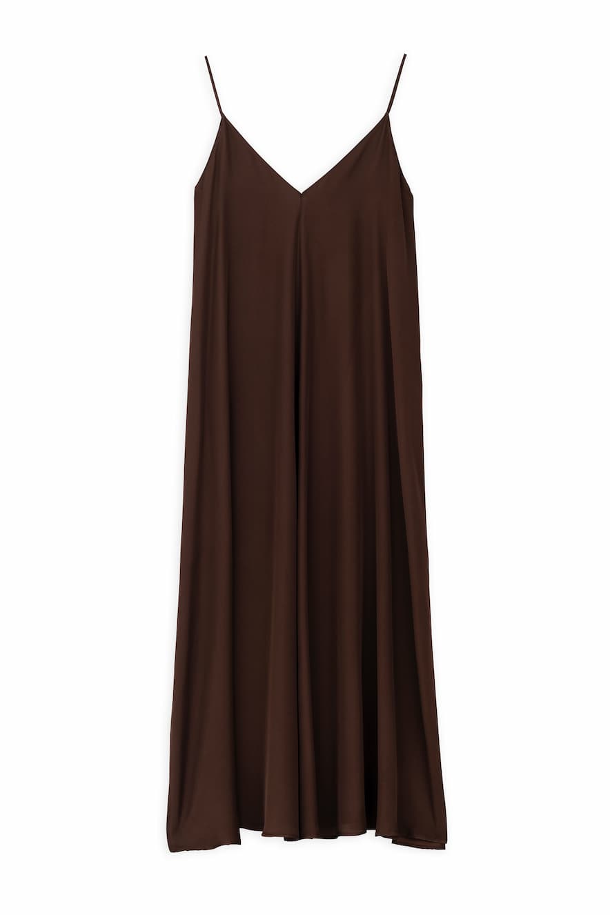 Philosophy Dress with Thin Straps Dark Brown