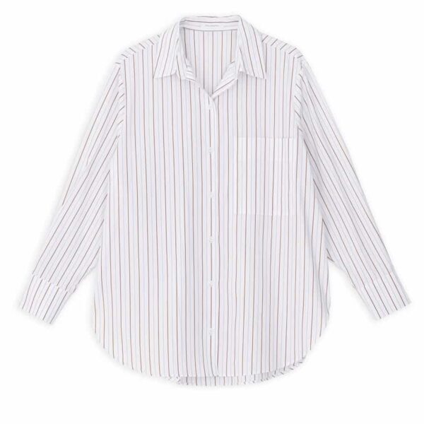 Philosophy Oversized Striped Poplin Shirt White