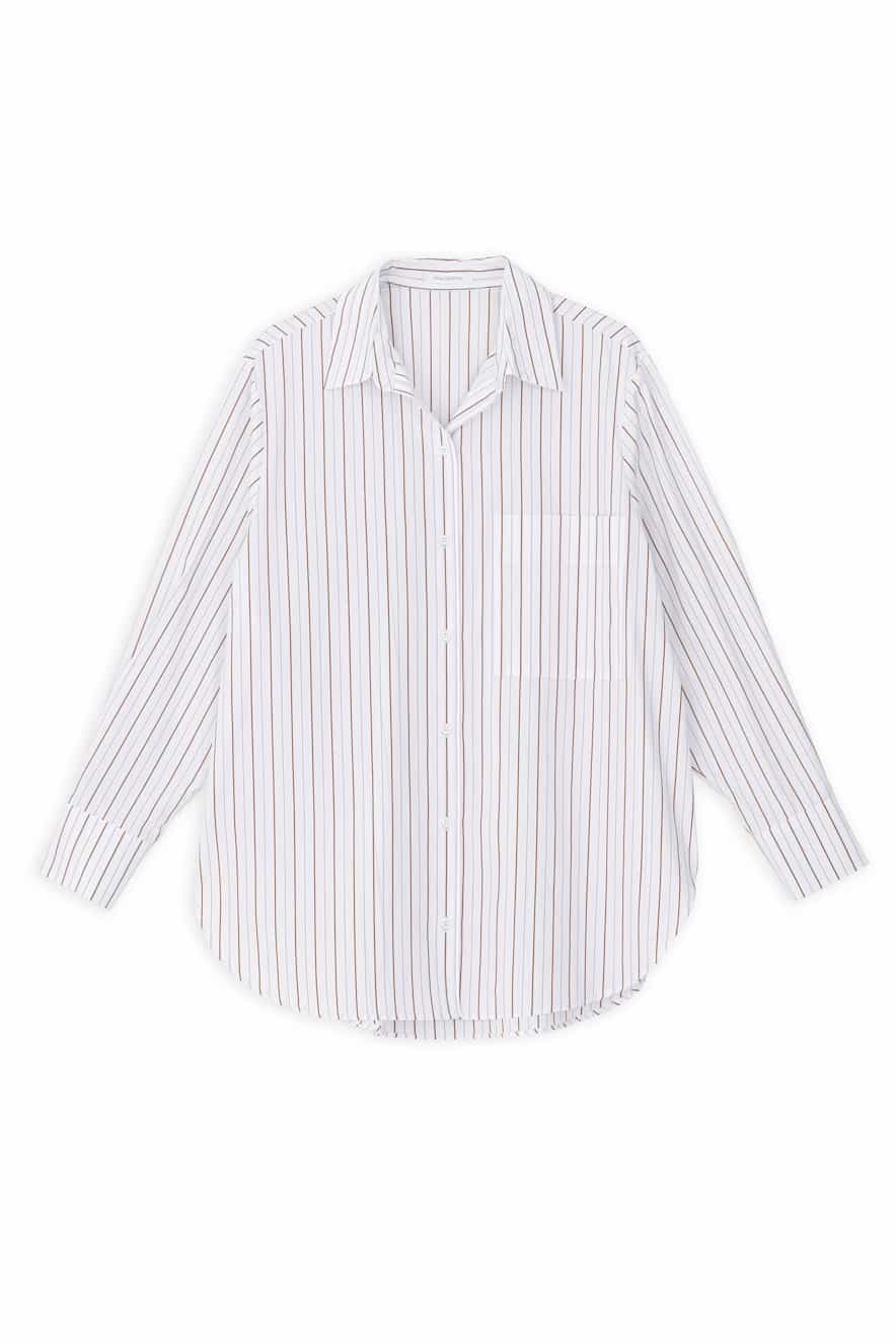 Philosophy Oversized Striped Poplin Shirt White