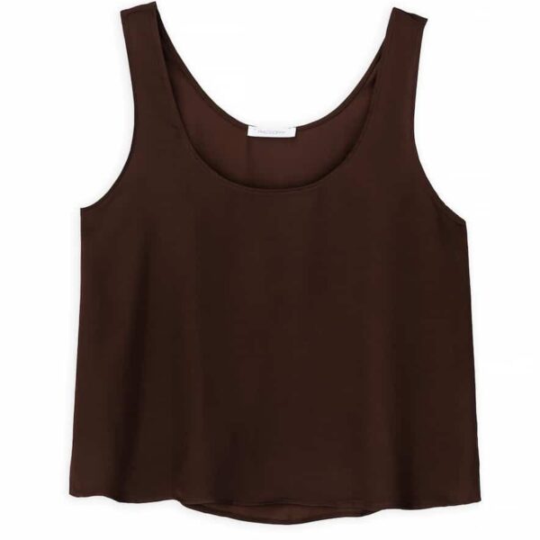 Philosophy Satin Fine Ecovero Sleeveles Cropped Top Dark Brown