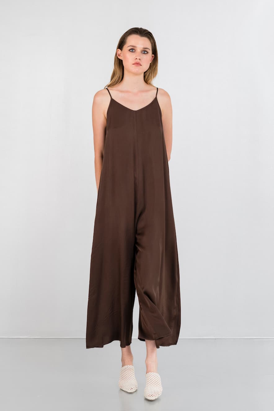 Philosophy Satin Jumpsuit Dark Brown - Image 3