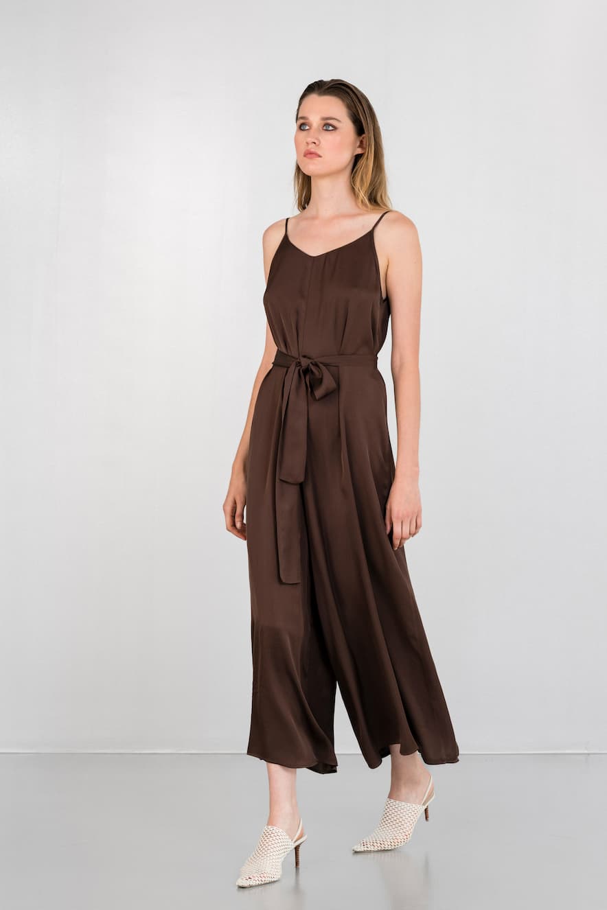 Philosophy Satin Jumpsuit Dark Brown - Image 2