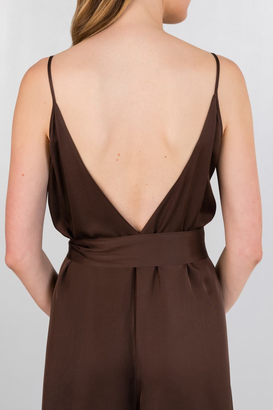 Philosophy Satin Jumpsuit Dark Brown - Image 4
