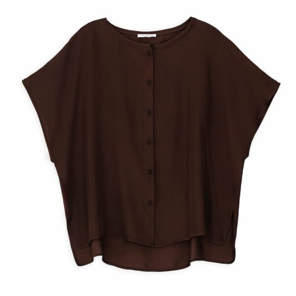 Philosophy Satin Oversized Shirt Dark Brown
