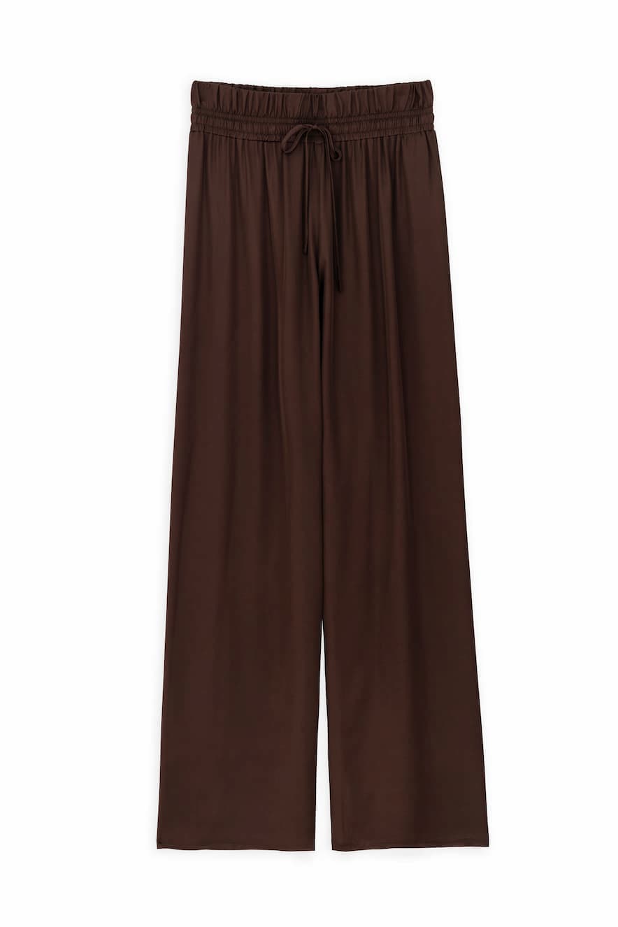 Philosophy Satin Wide Leg Pants Dark Brown