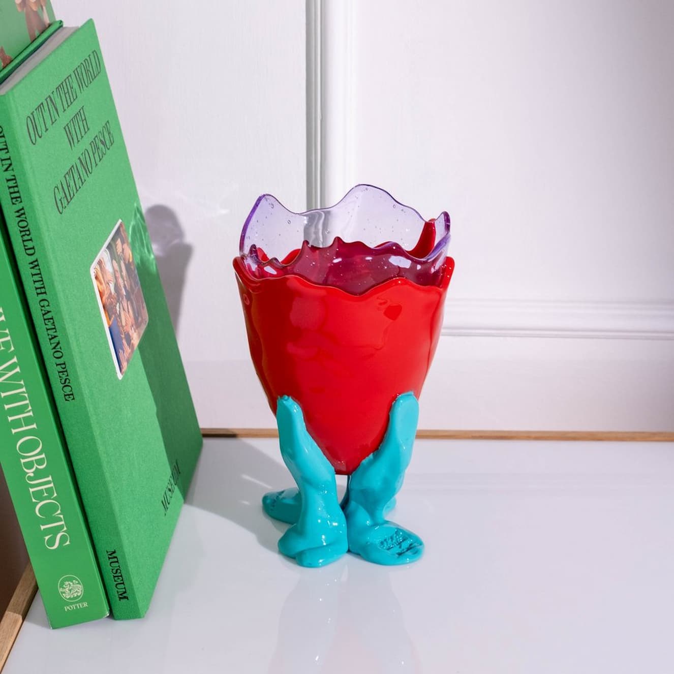 Corsi Clear Vase Extra Colour Clear Lilac, Matt Red And Turquoise - Image 2