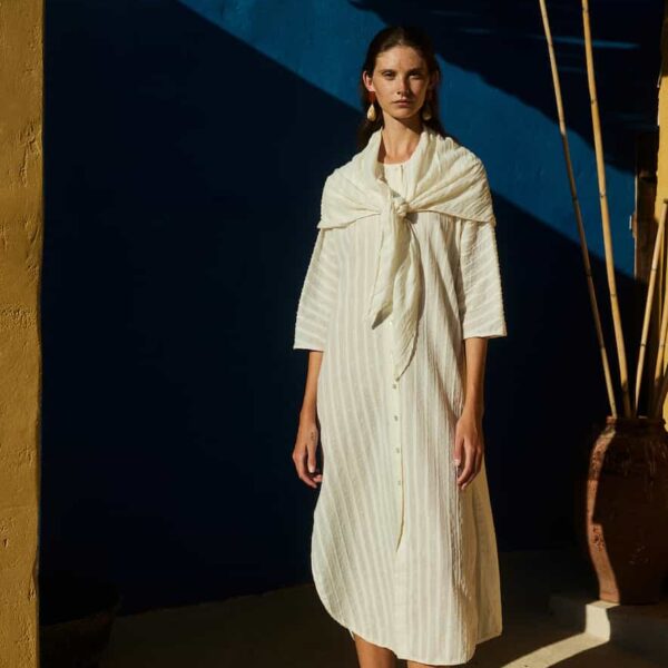 Devotion Midi Dress Lurex Kefi Ecru