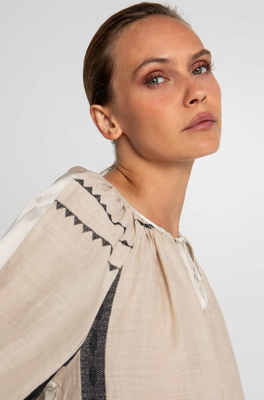 Greek Archaic Kori Blouse Roots Natural/Champagne - Image 3