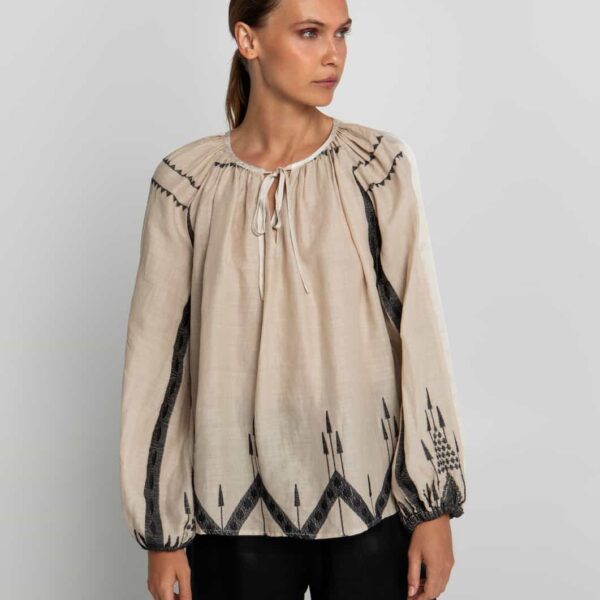Greek Archaic Kori Blouse Roots Natural/Champagne