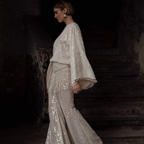 Nidodileda Pants with Sequins and Fringes Dream