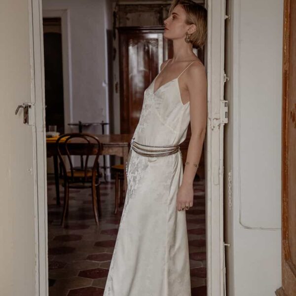 Nidodileda Satin Bias Cut Grace Maxi Dress Off White