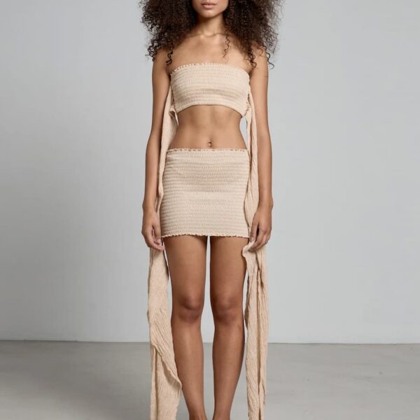 Christian Zen Chiara two Piece Lurex Wrap Dress with Flower Powder