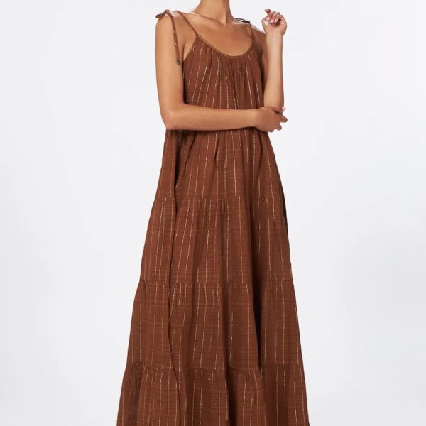 Christian Zen Mirabella Maxi Lurex Dress Desert Brown