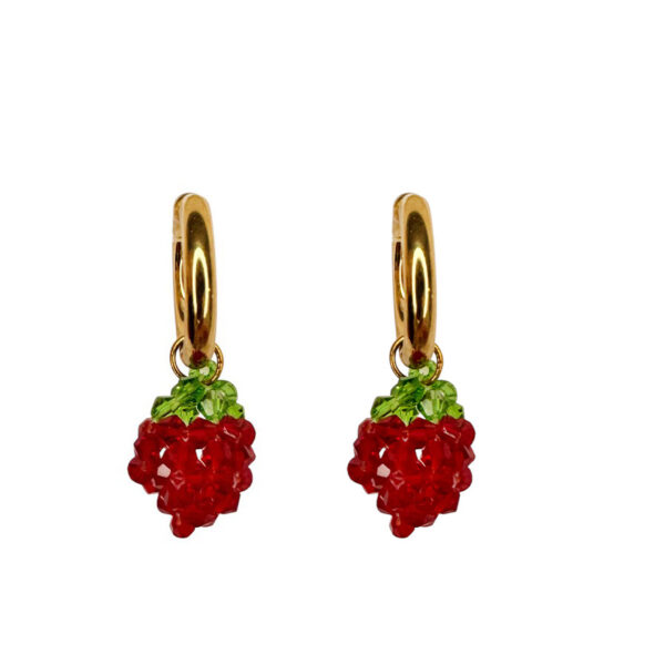 Ifigenia Loukou Earrings Strawberry Red with Hoop