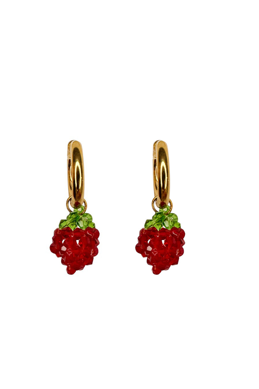 Ifigenia Loukou Earrings Strawberry Red with Hoop