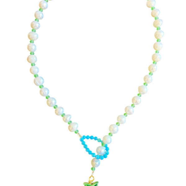 Ifigenia Loukou Necklace Pearls and Palm Tree Pendant