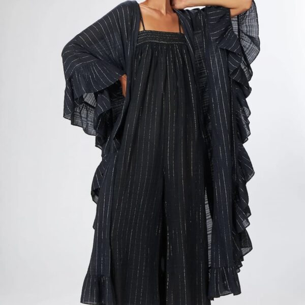 Christian Zen Celeste Maxi Lurex Kimono Blue