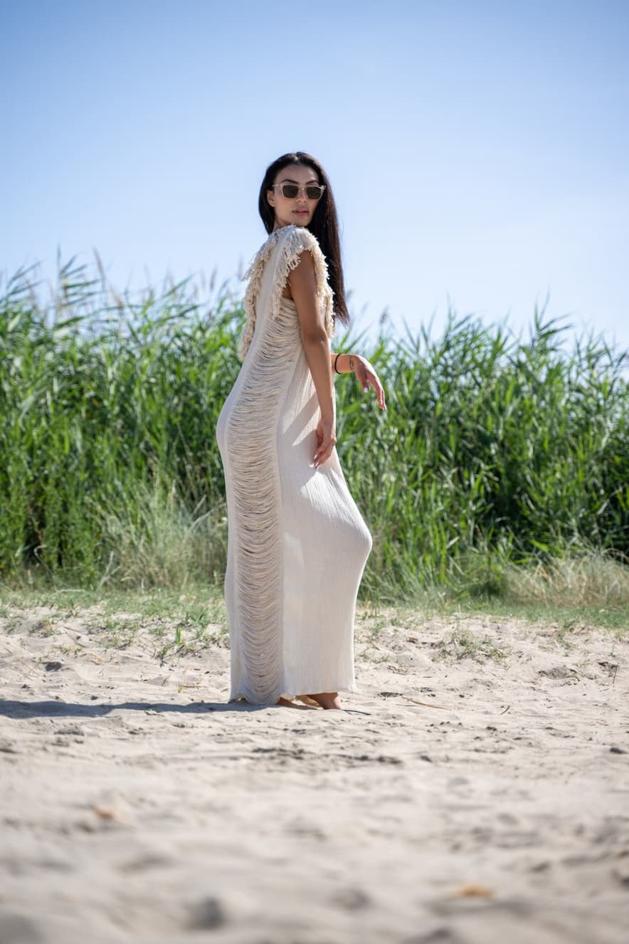 Kallisto's & Nymphs Dress with Fringes and Openings on The Side - Image 2