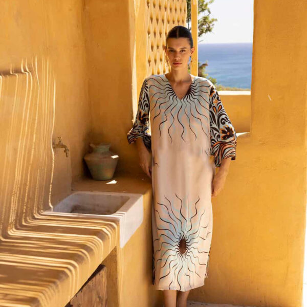 Nema Printed Satin Kaftan Sonia