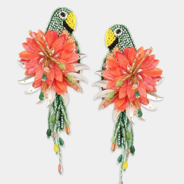 Olivia Dar Parrot Earrings Khaki