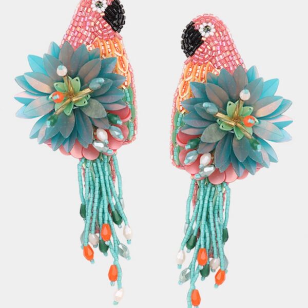 Olivia Dar Parrot Earrings Turquoise Pink