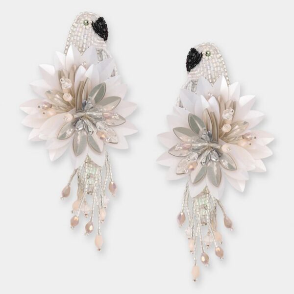 Olivia Dar Parrot Earrings White