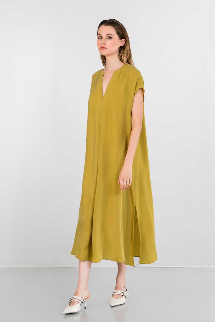 Philosophy Cupro Loose Dress lime - Image 5