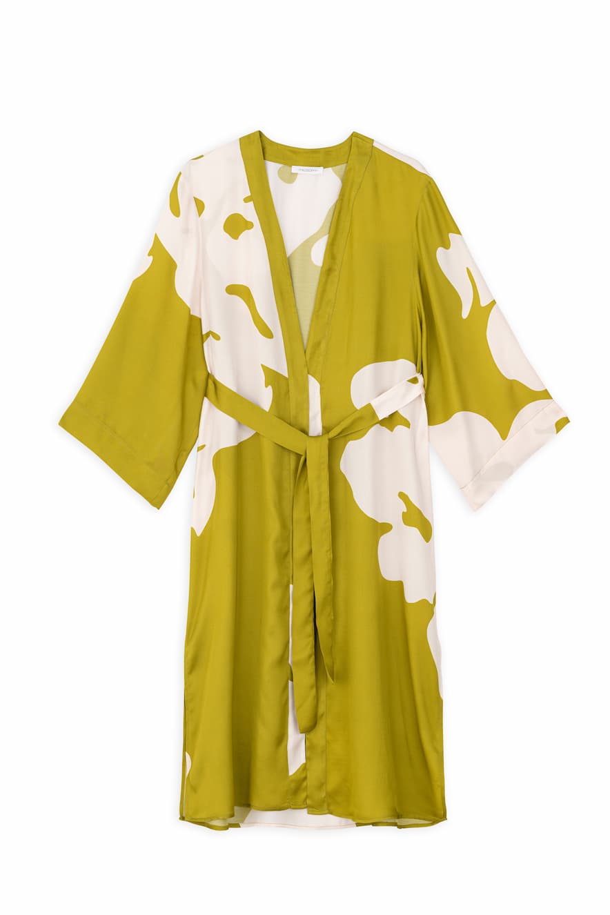 Philosophy Satin Print Kimono Lime - Image 2