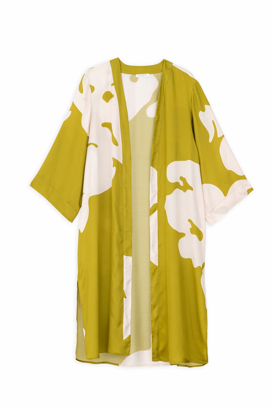 Philosophy Satin Print Kimono Lime - Image 3