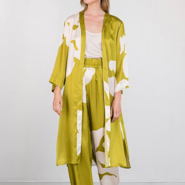 Philosophy Satin Print Kimono Lime