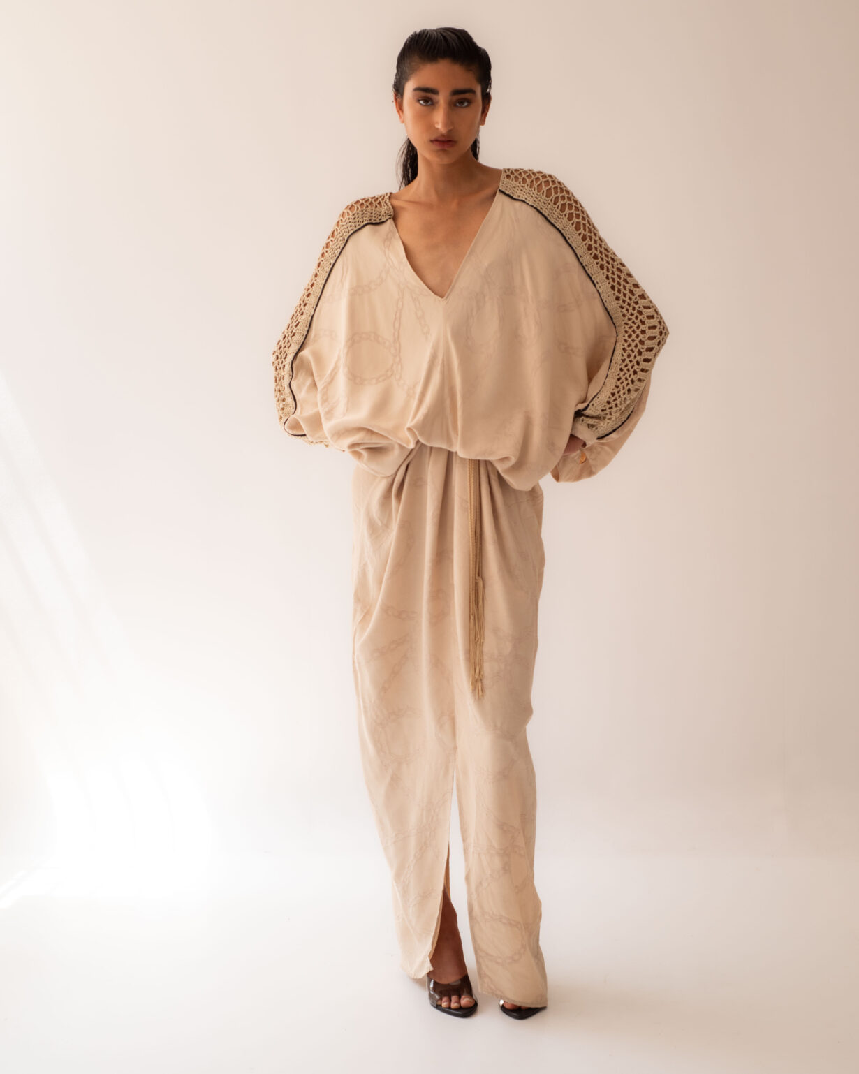 Sadh Dion Oversized V-Neck Caftan White Shell - Image 2