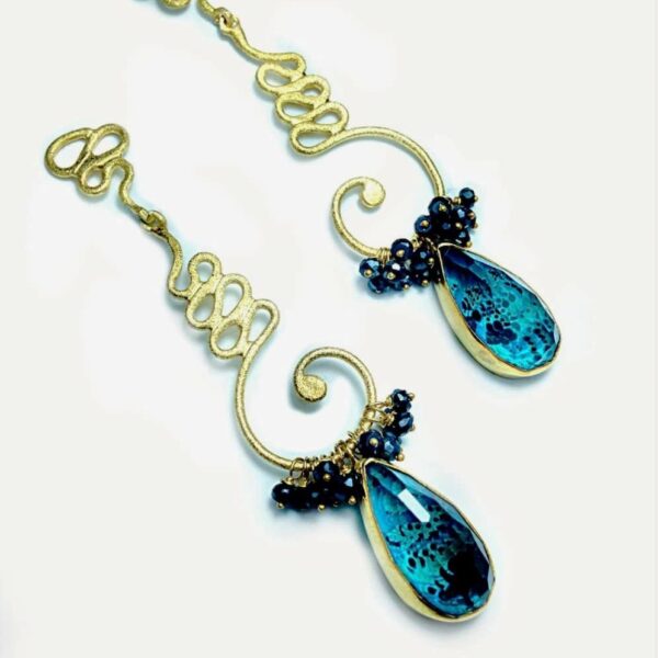 Tonia Makri Earrings Chrysocolla Quartz Spinels