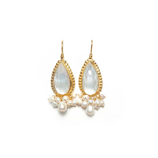 Tonia Makri Earrings Mother of Pearl Quartz Pearls