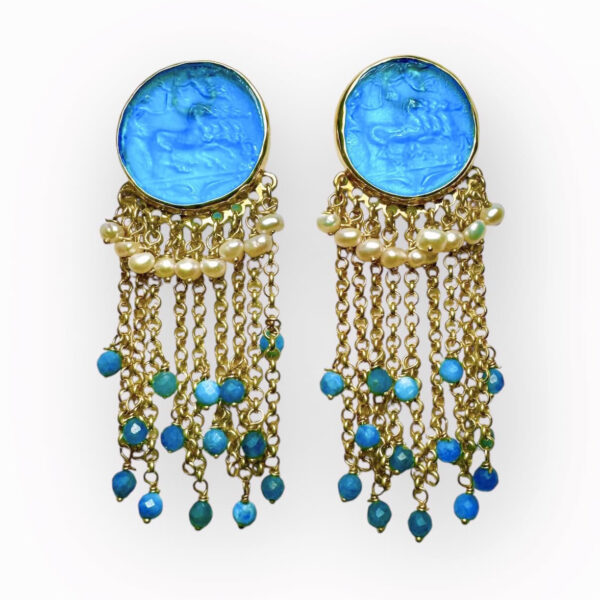 Tonia Makri Earrings Venetian Glass Pearls Agates